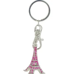 Porte-clés Tour Eiffel strass rose