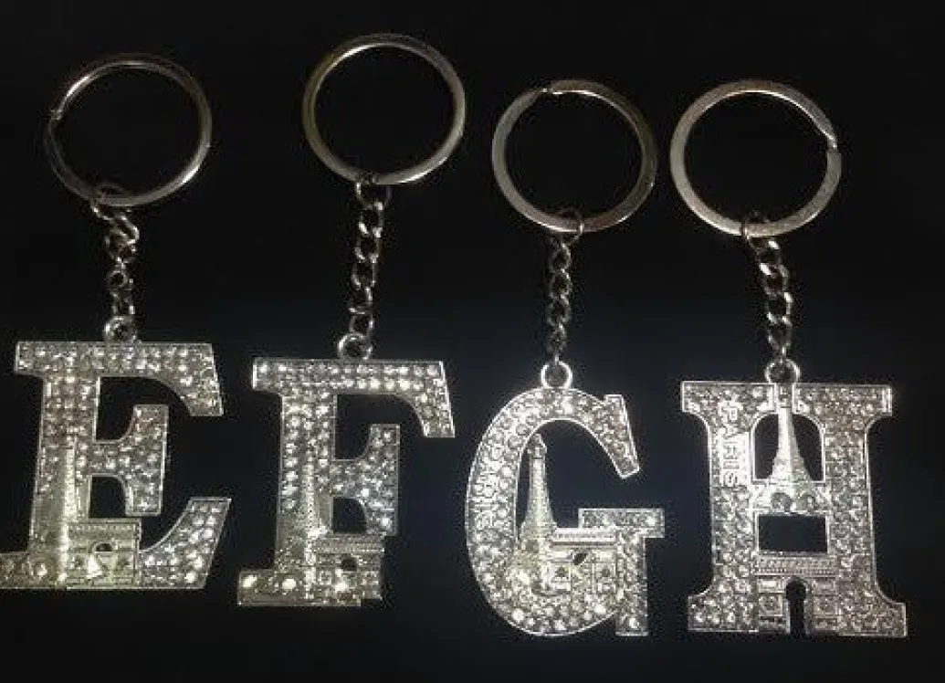 Porte-clés Tour Eiffel strass alphabet initiales