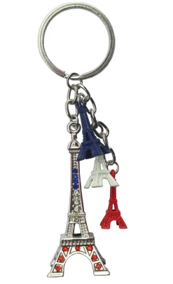 Porte-clés tour Eiffel tricolore