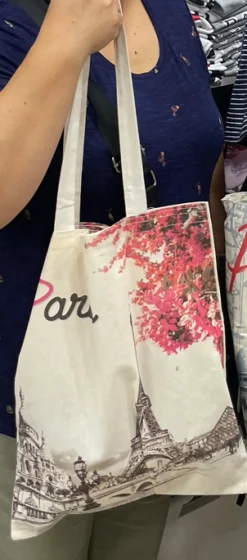 Sac tote bag tour Eiffel fleurs