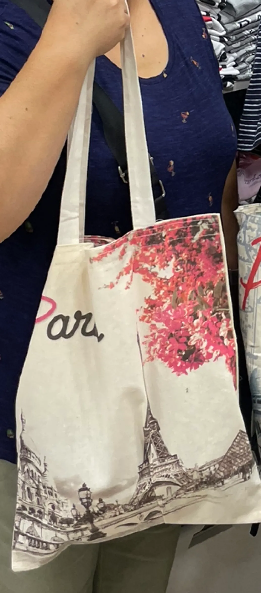 Sac tote bag tour Eiffel fleurs