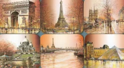 6 sous verres Paris marron