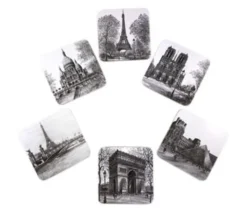 Sous-verre souvenir de Paris noir et blanc