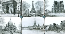 Sous-verre souvenir de Paris noir et blanc