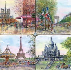 4 sous-verre Souvenirs de Paris