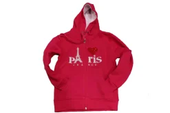 Sweat-shirt fuchsia Paris Tour Eiffel Coeur Strass