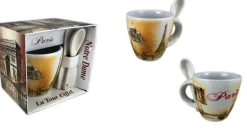 Tasse a café Tour Paris monuments avec cuillère