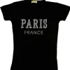 Tee shirt Femme Paris strass et perles