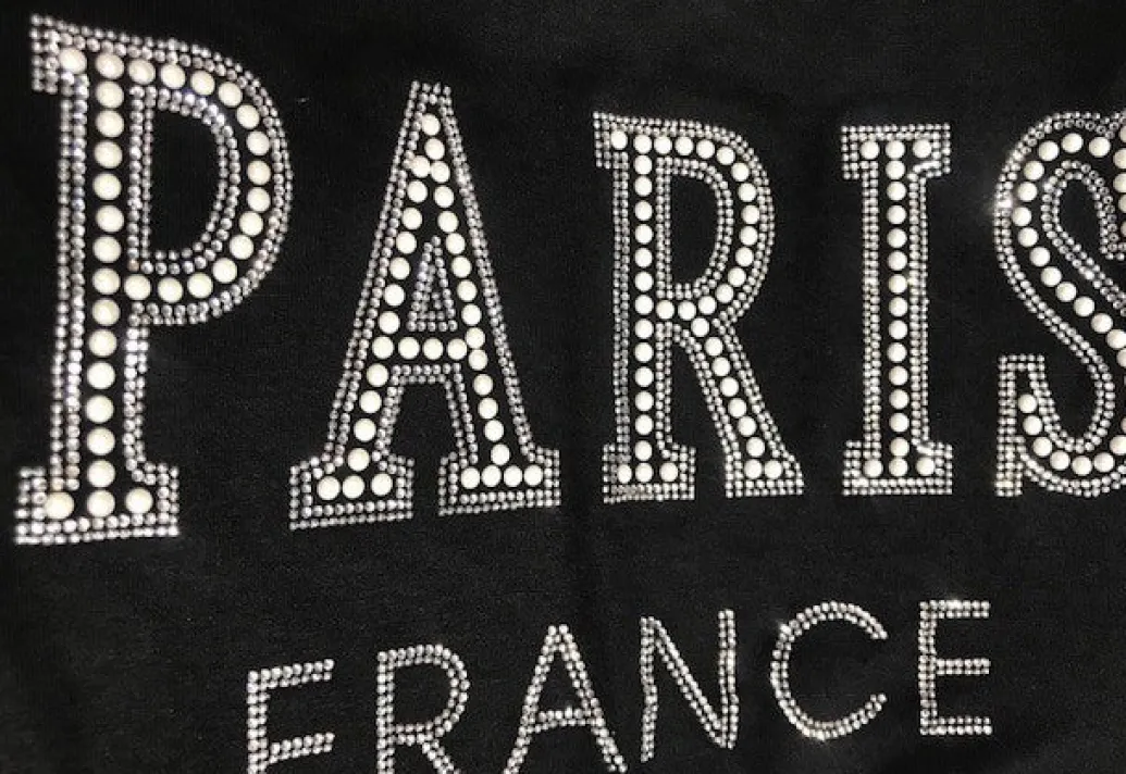 Tee shirt Femme Paris strass et perles