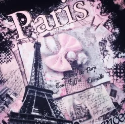 Tee shirt noir Paris France "Le noeud strass"