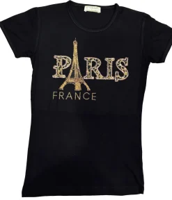Tee shirt Paris Tour Eiffel strass léopard