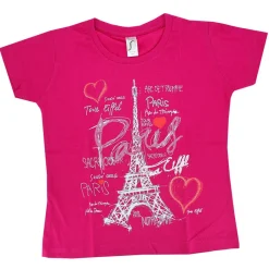 Tee shirt Tour Eiffel coeur Paris fuschia