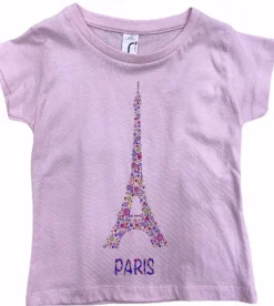 Tee shirt Tour Eiffel fleur rose