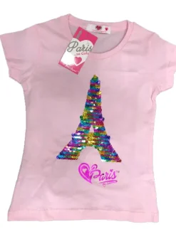 Tee shirt Tour Eiffel paillettes réversibles 2 couleurs