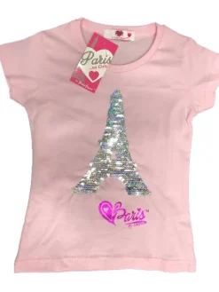 Tee shirt Tour Eiffel paillettes réversibles 2 couleurs