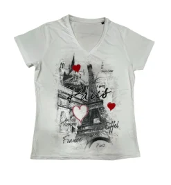 Tee shirt Tour Eiffel Paris Cล“ur col V