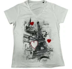 Tee shirt Tour Eiffel Paris Cล“ur col V