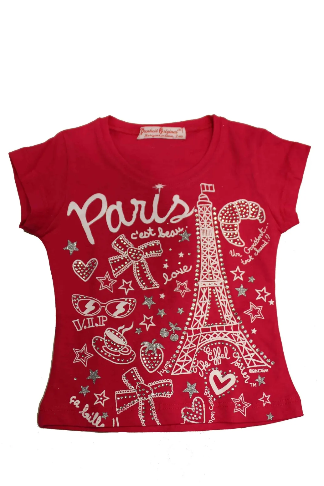 Tee shirt Tour Eiffel "Paris c'est beau" strass