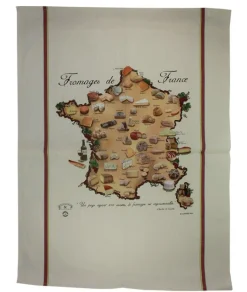 Torchon carte de France des fromages