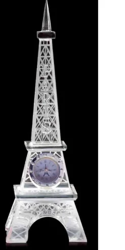Tour Eiffel cristal avec horloge intégrée