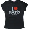 T-shirt Femme Paris cล“ur strass noir