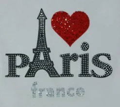 T-shirt Femme Paris cล“ur strass blanc