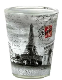 Verre à shot 4 monuments de Paris noir et blanc