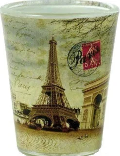 Verre à shot monuments de Paris sépia